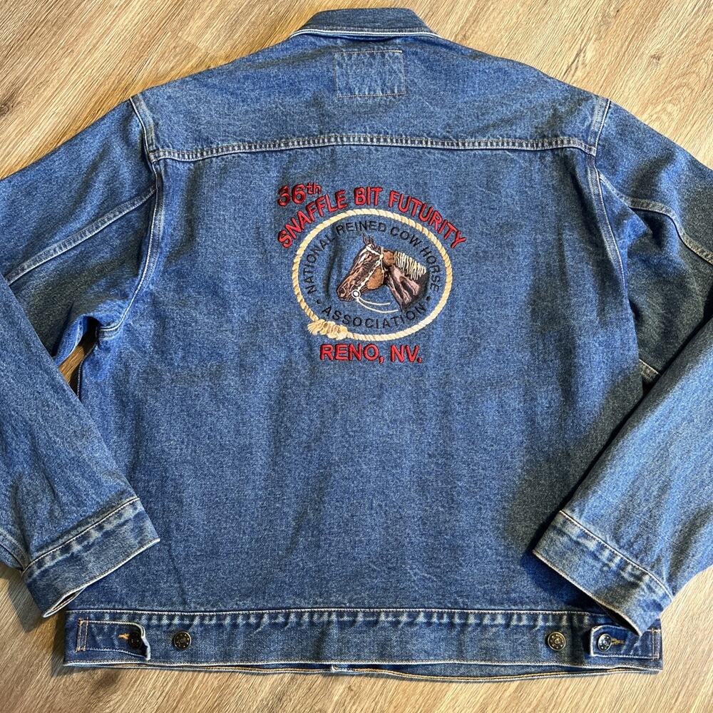 National Reined Cowhorse Denim Jacket Reno 36th Snaffle Bit Futurity Rodeo Coat - Picture 2 of 13